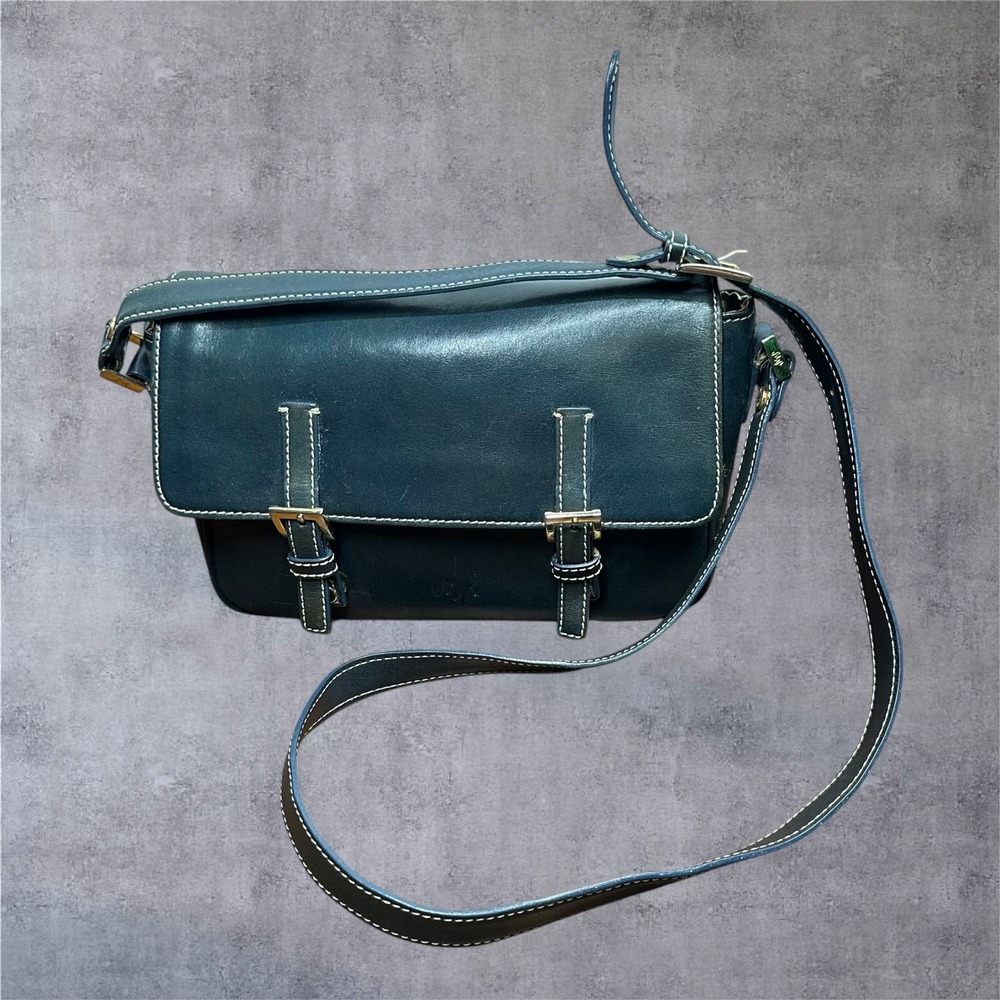 Monsac‎ Leather Satchel Bag Womens Medium Teal Green Buckle Crossbody